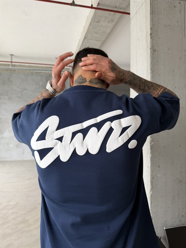 Sırt Baskılı SW T-Shirt - İndigo
