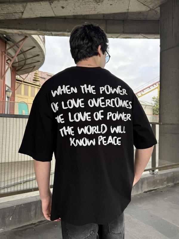 Sırt Nakış Detaylı When The Power T-Shirt- Siyah