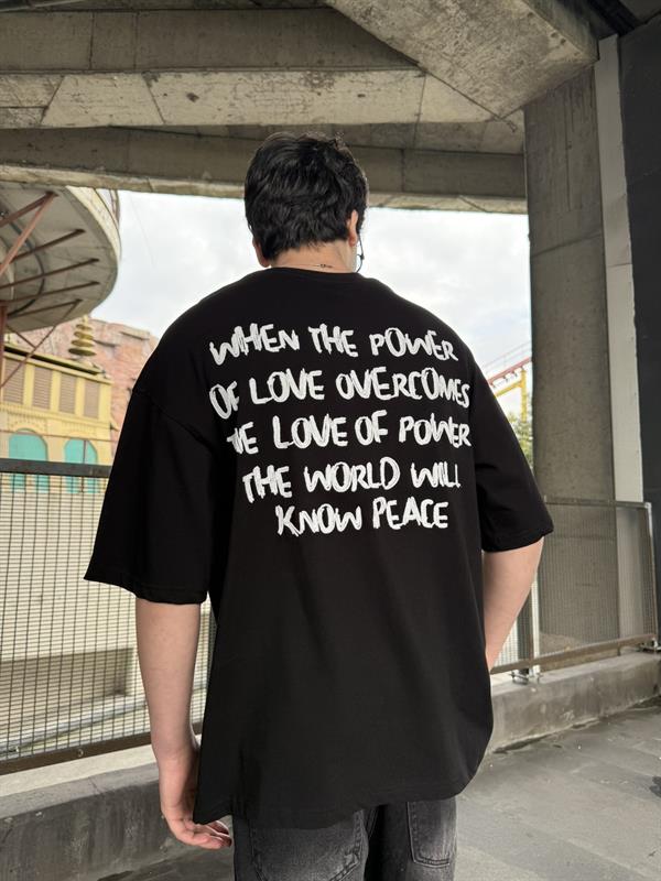 Sırt Nakış Detaylı When The Power T-Shirt- Siyah