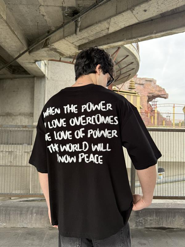 Sırt Nakış Detaylı When The Power T-Shirt- Siyah