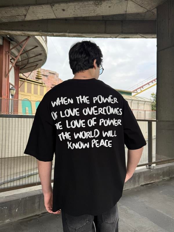 Sırt Nakış Detaylı When The Power T-Shirt- Siyah