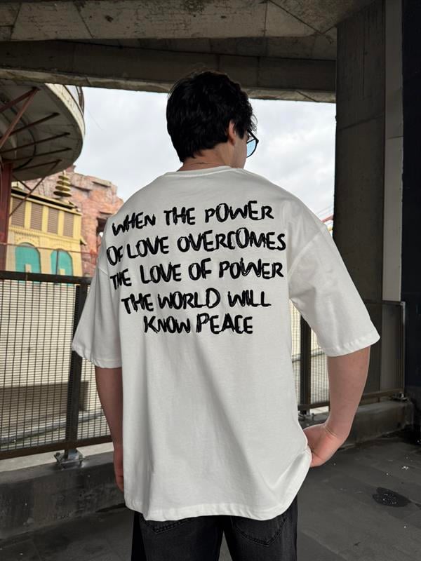 Sırt Nakış Detaylı When The Power T-Shirt- Beyaz