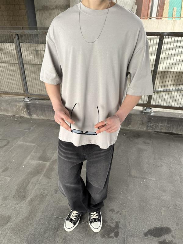 Sırt Nakış Detaylı When The Power T-Shirt- Gri