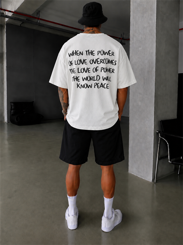 Sırt Nakış Detaylı When The Power T-Shirt- Beyaz