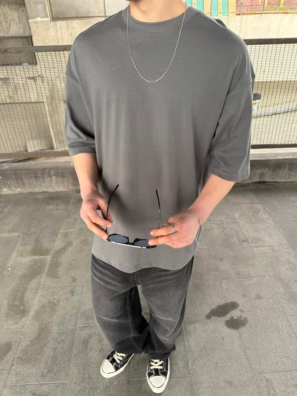 Sırt Nakış Detaylı When The Power T-Shirt- Füme