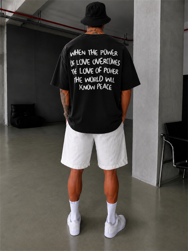 Sırt Nakış Detaylı When The Power T-Shirt- Siyah