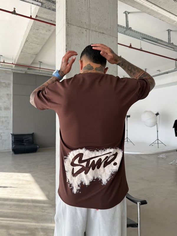 Smoke Signature Oversize T-Shirt - Kahve