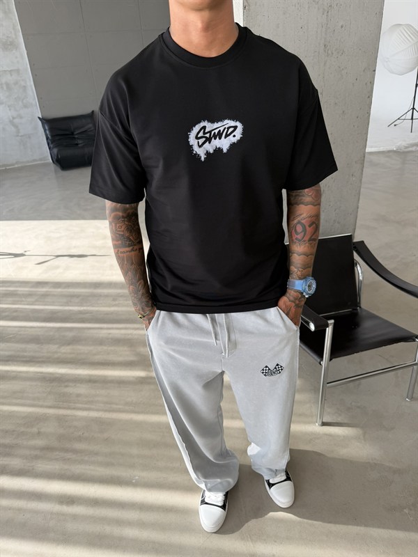 Smoke Signature Oversize T-Shirt - Siyah