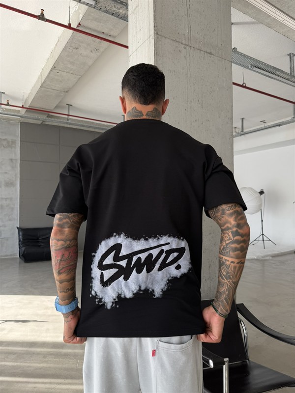 Smoke Signature Oversize T-Shirt - Siyah