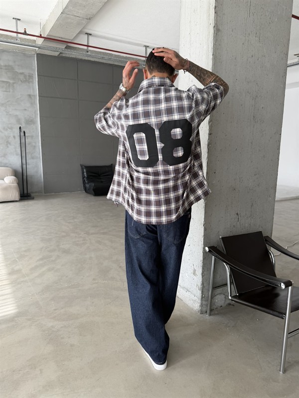 Spreyli Premium 08 Ekose Gömlek - Kahve