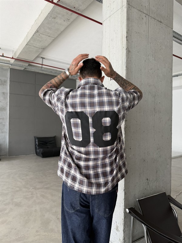 Spreyli Premium 08 Ekose Gömlek - Kahve