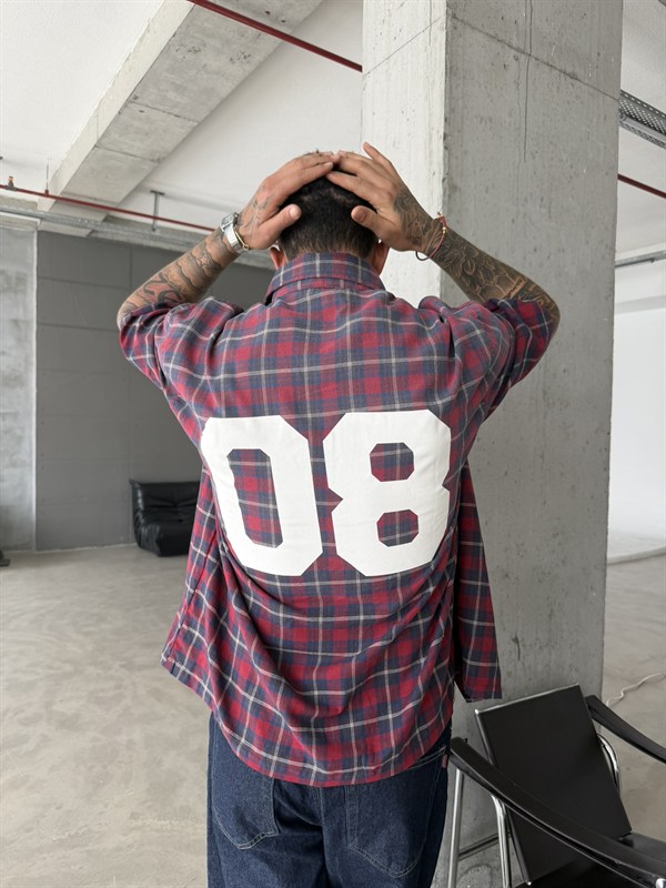 Spreyli Premium 08 Ekose Gömlek - Kırmızı