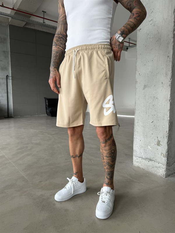 Stwd Büyük Baskı Şort - Bej