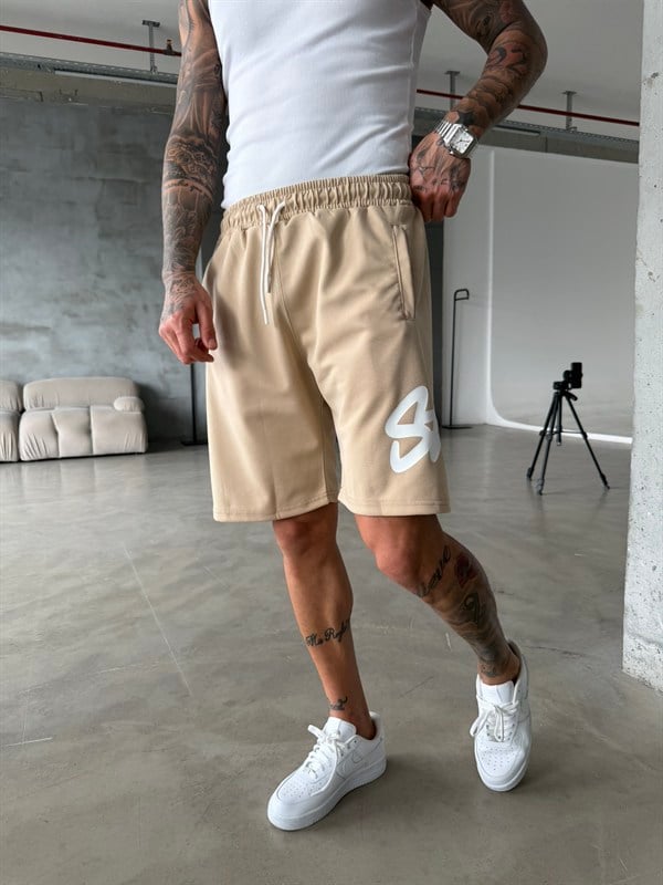 Stwd Büyük Baskı Şort - Bej