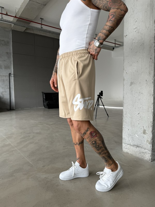 Stwd Büyük Baskı Şort - Bej