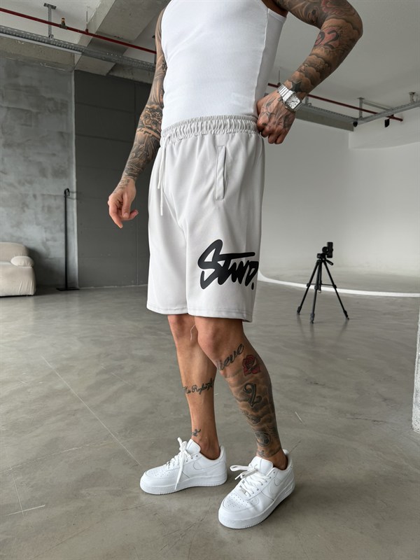 Stwd Büyük Baskı Şort - Boyama Gri