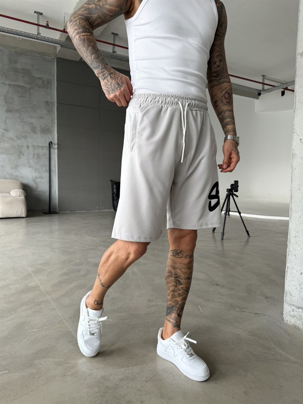 Stwd Büyük Baskı Şort - Boyama Gri