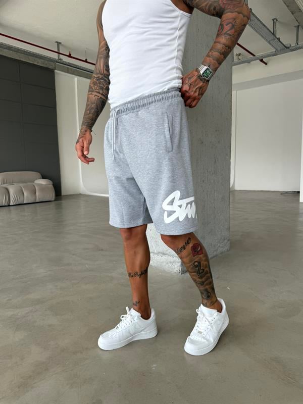 ST Büyük Baskı Şort - Gri