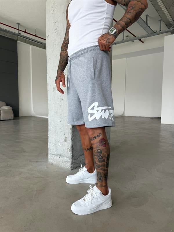 ST Büyük Baskı Şort - Gri