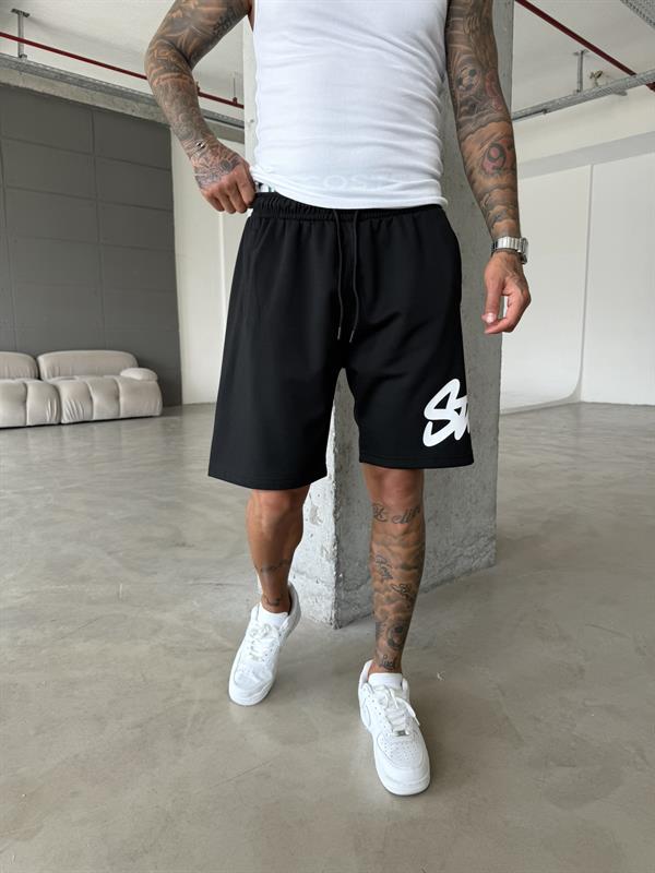 ST Büyük Baskı Şort - Siyah