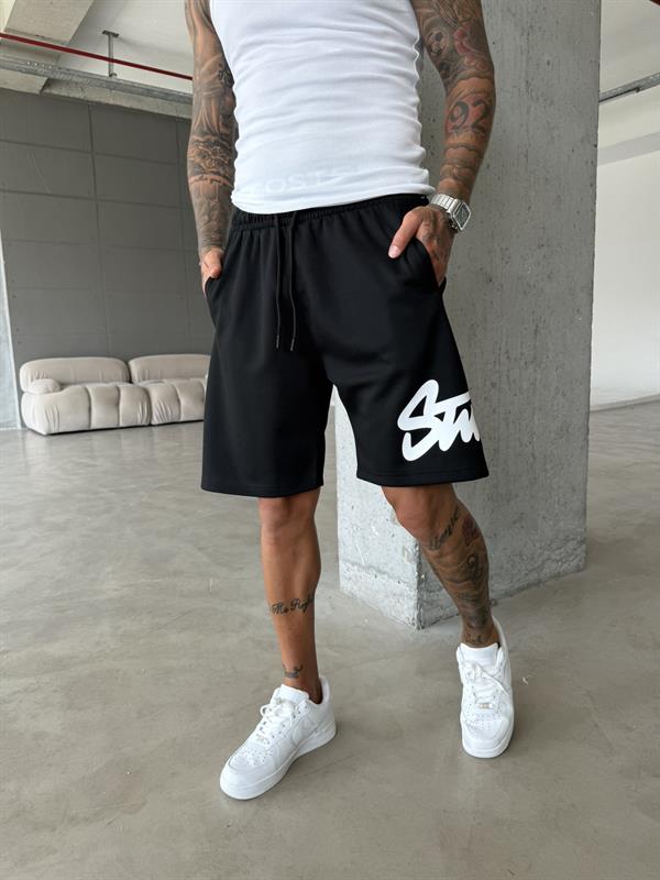 ST Büyük Baskı Şort - Siyah