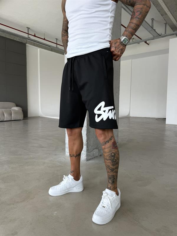 ST Büyük Baskı Şort - Siyah