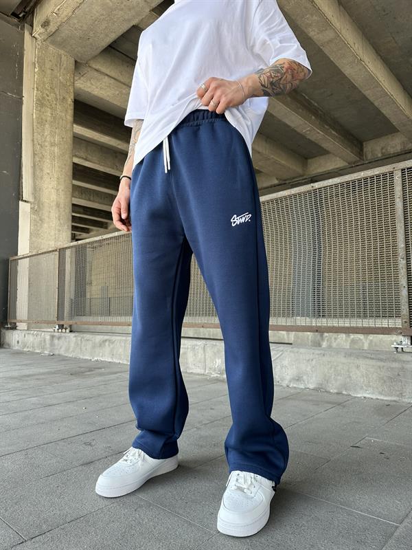 Stwd Nakışlı Stoper Paça Lastikli Eşofman Altı -İndigo Mavi