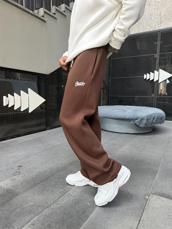 Stwd Nakışlı Stoper Paça Lastikli Eşofman Altı -Kahve