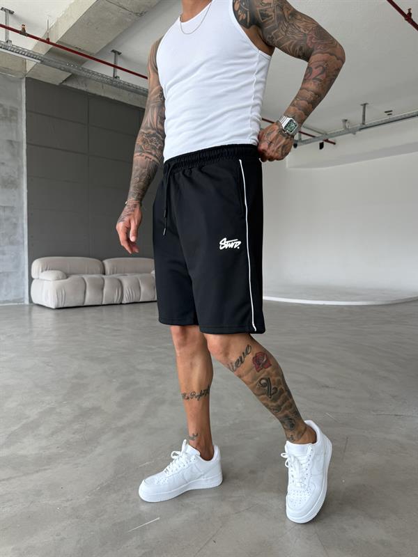 ST Şeritli Şort - Siyah