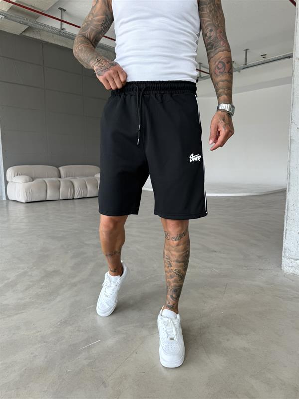 ST Şeritli Şort - Siyah