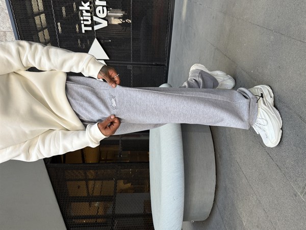 SW Basic Cift Nakış Baggy Eşofman - Gri