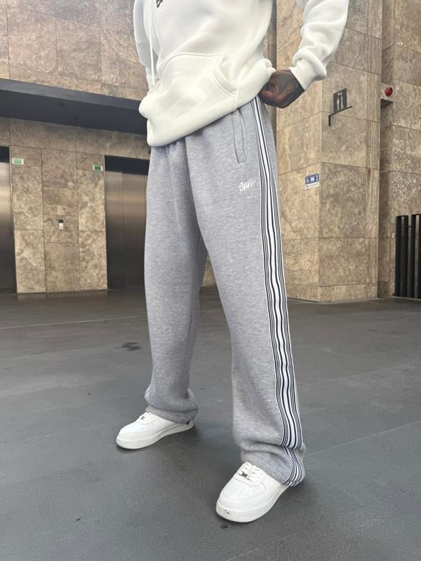 SW Cizgili Baggy Eşofman Altı - Gri