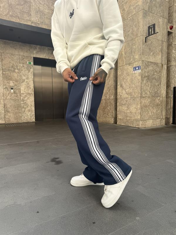 SW Cizgili Baggy Eşofman Altı -İndigo