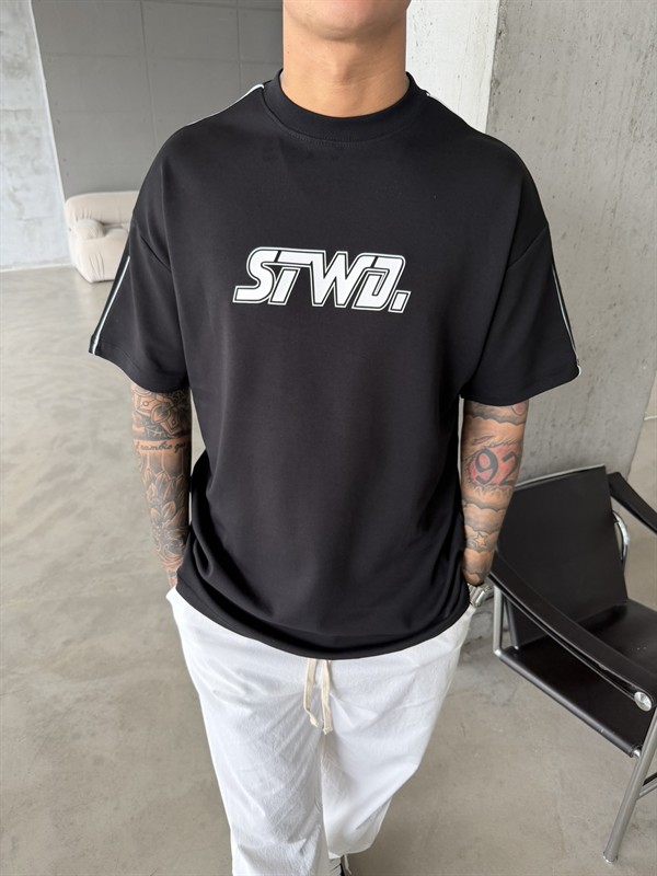 SW Enjeksiyon Baskı T-Shirt - Siyah