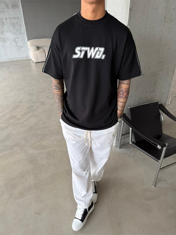 SW Enjeksiyon Baskı T-Shirt - Siyah