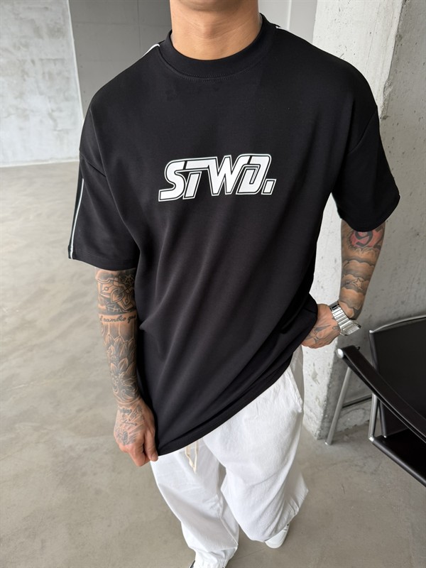 SW Enjeksiyon Baskı T-Shirt - Siyah