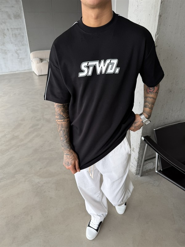 SW Enjeksiyon Baskı T-Shirt - Siyah