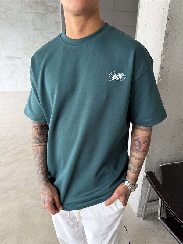 Sw Ön Cift Nakış Dessing T-Shirt - Yeşil
