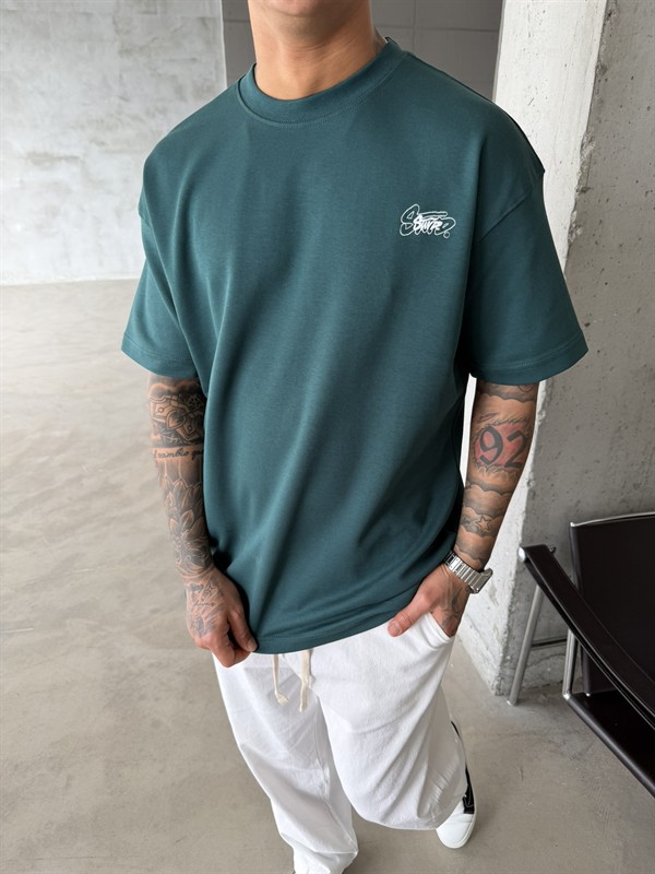 Sw Ön Cift Nakış Dessing T-Shirt - Yeşil