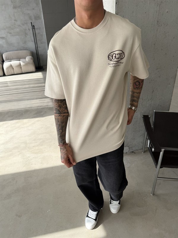 SW Premium Baskılı T-Shirt - Bej