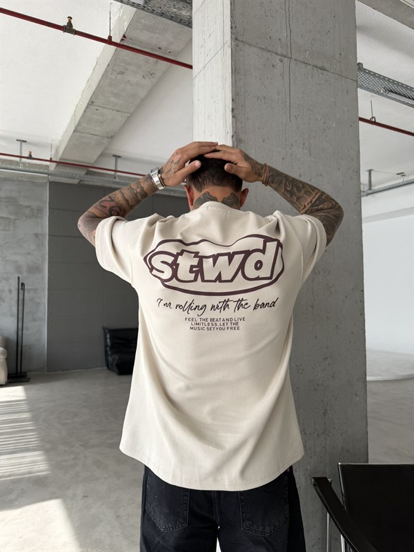 SW Premium Baskılı T-Shirt - Bej