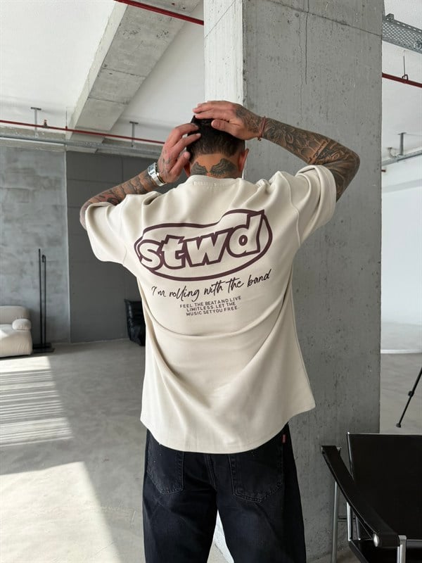 SW Premium Baskılı T-Shirt - Bej