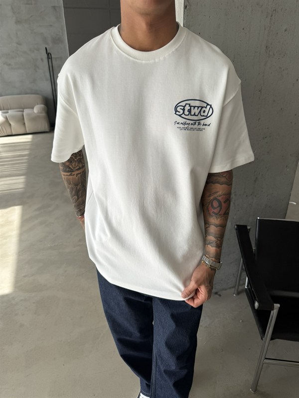 SW Premium Baskılı T-Shirt - Beyaz