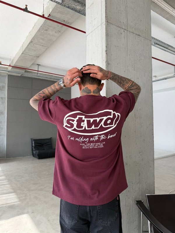 SW Premium Baskılı T-Shirt - Bordo