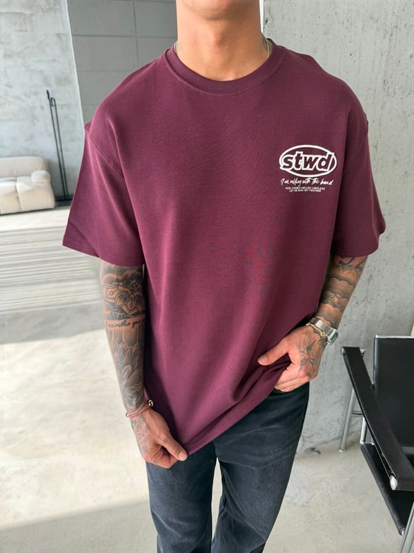 SW Premium Baskılı T-Shirt - Bordo