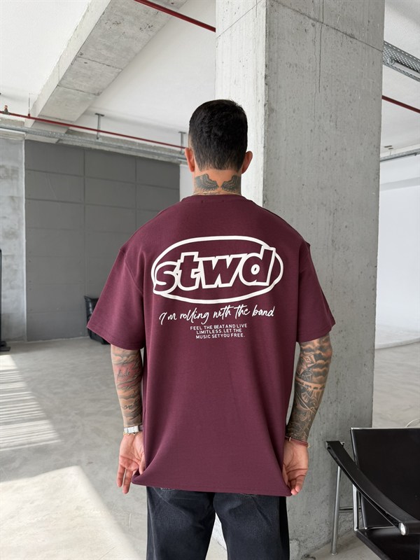 SW Premium Baskılı T-Shirt - Bordo