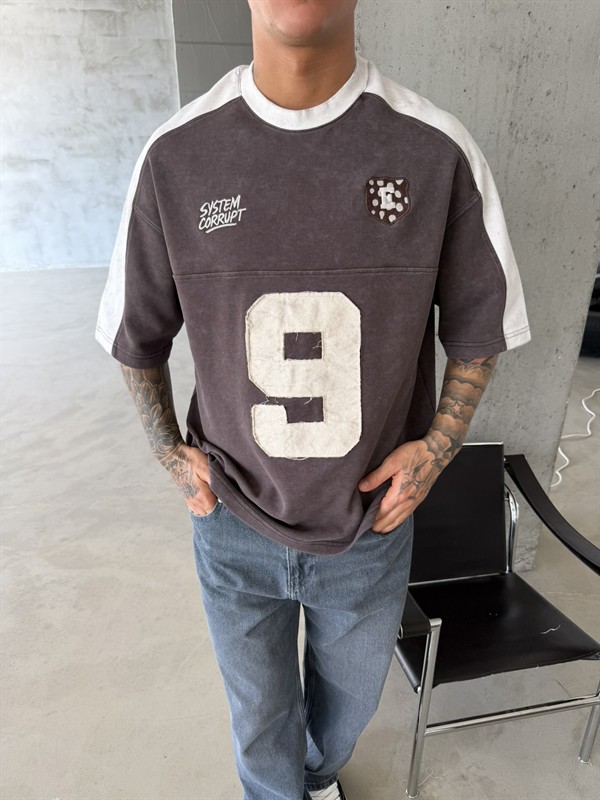 SysTem Corrupt 9 Nakışlı Premium T-Shirt - Kahve