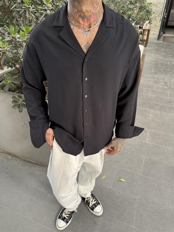 T Uzun Kol Gömlek - Siyah