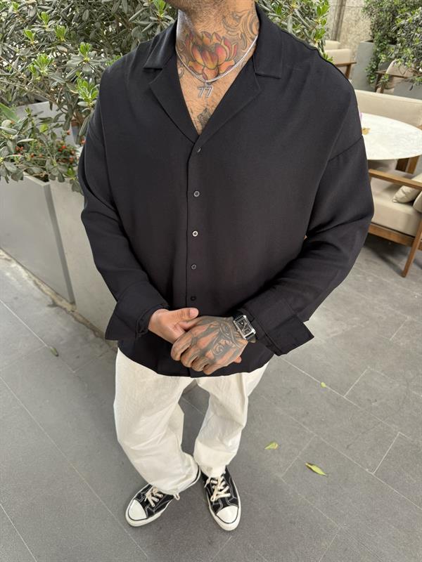 T Uzun Kol Gömlek - Siyah