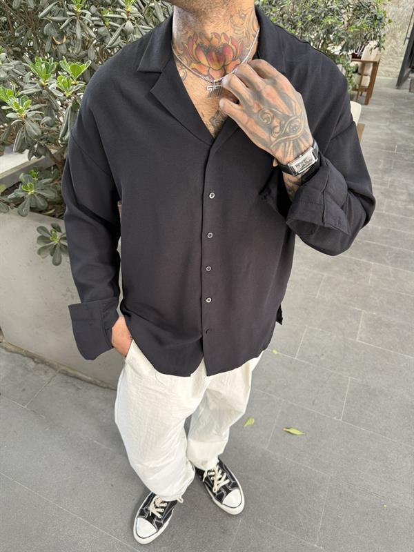 T Uzun Kol Gömlek - Siyah